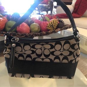 Small Black & White Faux Coach Bag